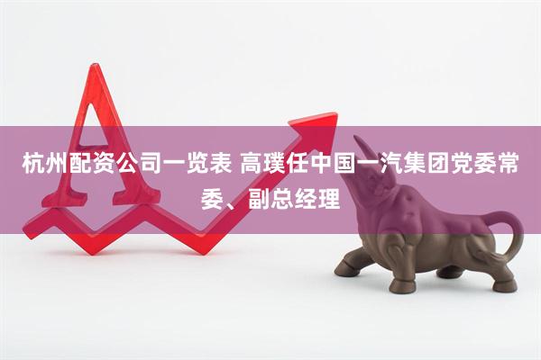 杭州配资公司一览表 高璞任中国一汽集团党委常委、副总经理